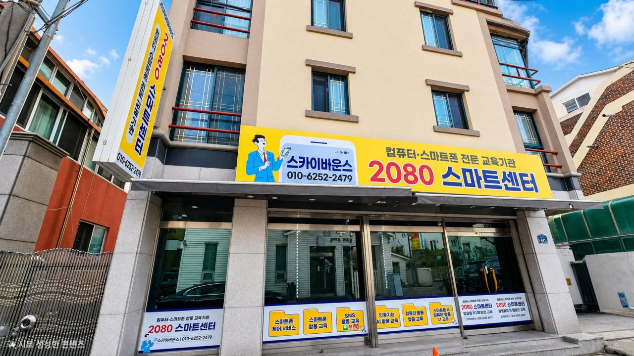 청주 사직대로에 있는 2080스마트센터 건물 앞모습